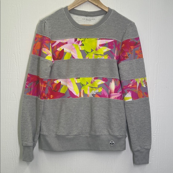 Trina Turk - Recreation Floral Bright Striped Crewneck Pullover Sweatshirt Small - Picture 7 of 10